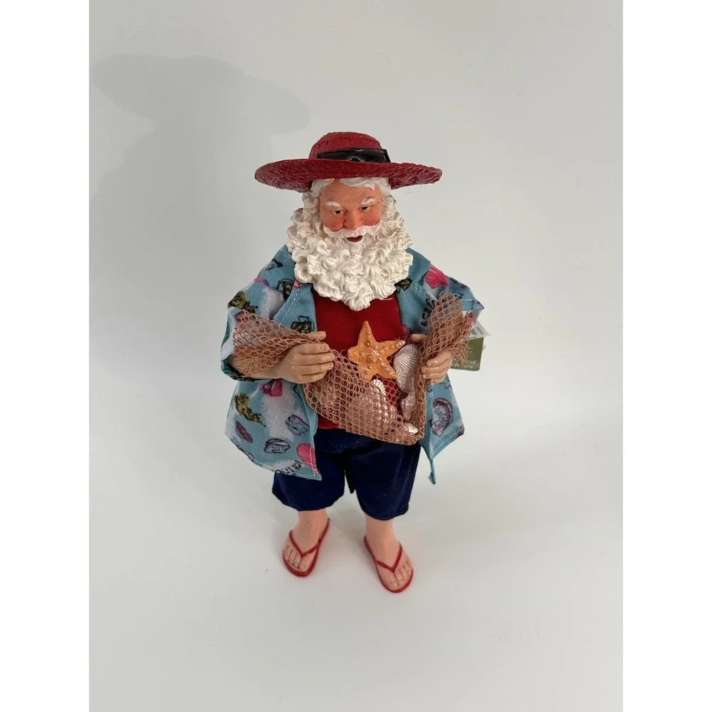 Santa's Workshop Beach Party Coastal Santa Hawaiian Shirt Flip Flops‎ 10